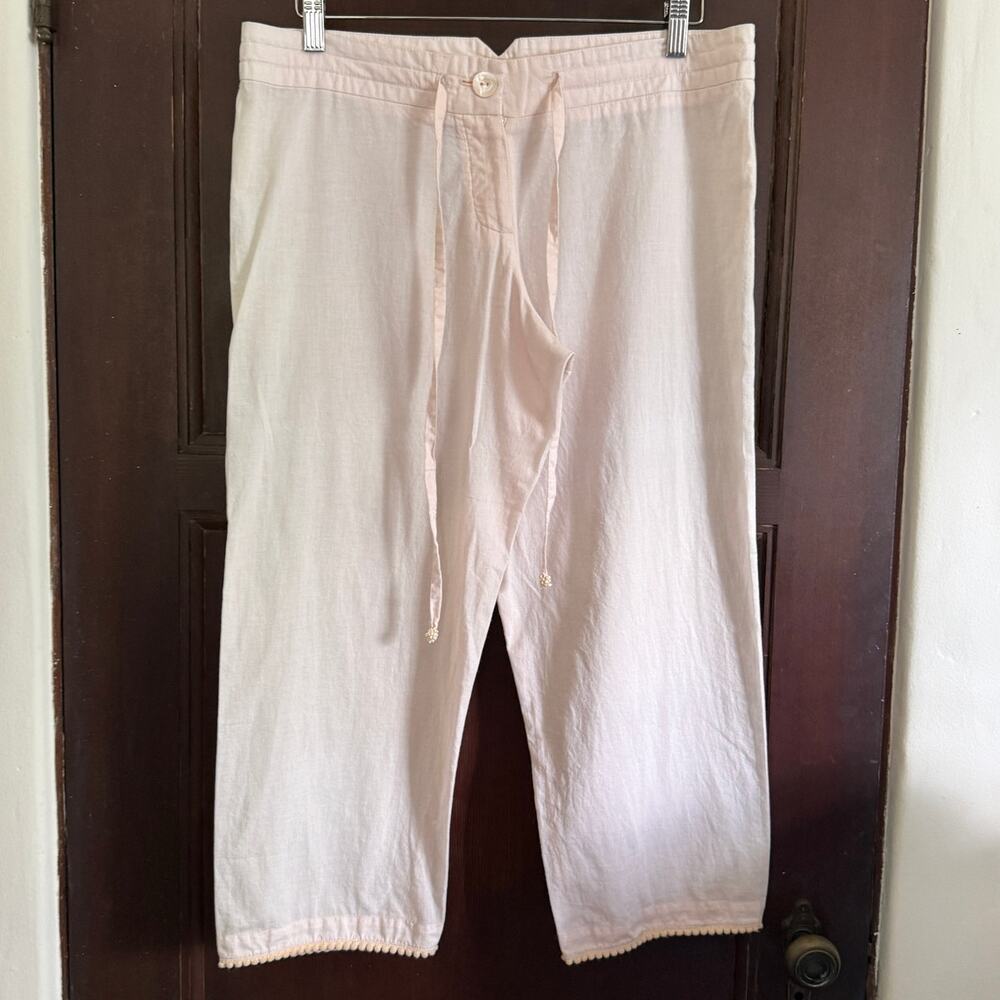 Y2K Vintage Chan LUU | Light Pink Poplin Wide Leg Crop Pants | Small Beach Pants